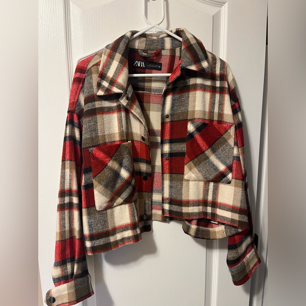 Zara Women's Multicolor Plaid Utility Jacket
